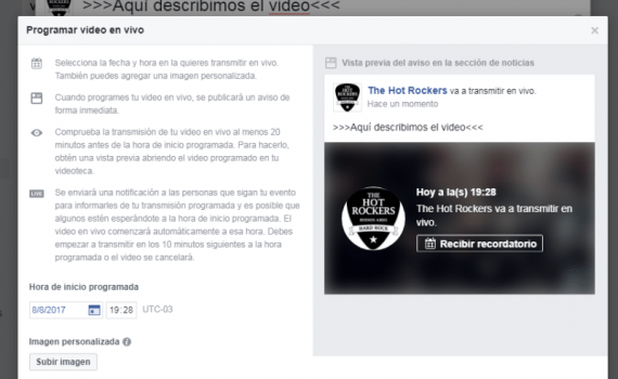 Programar una transmisión en vivo