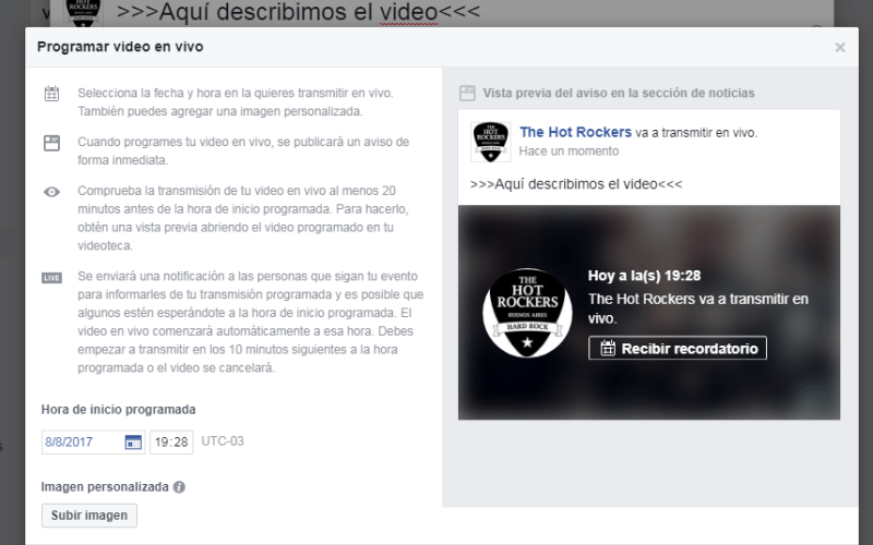 Programar una transmisión en vivo