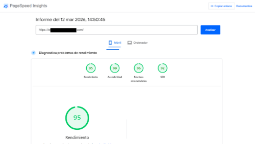 Después de la Optimización web profesional para WordPress